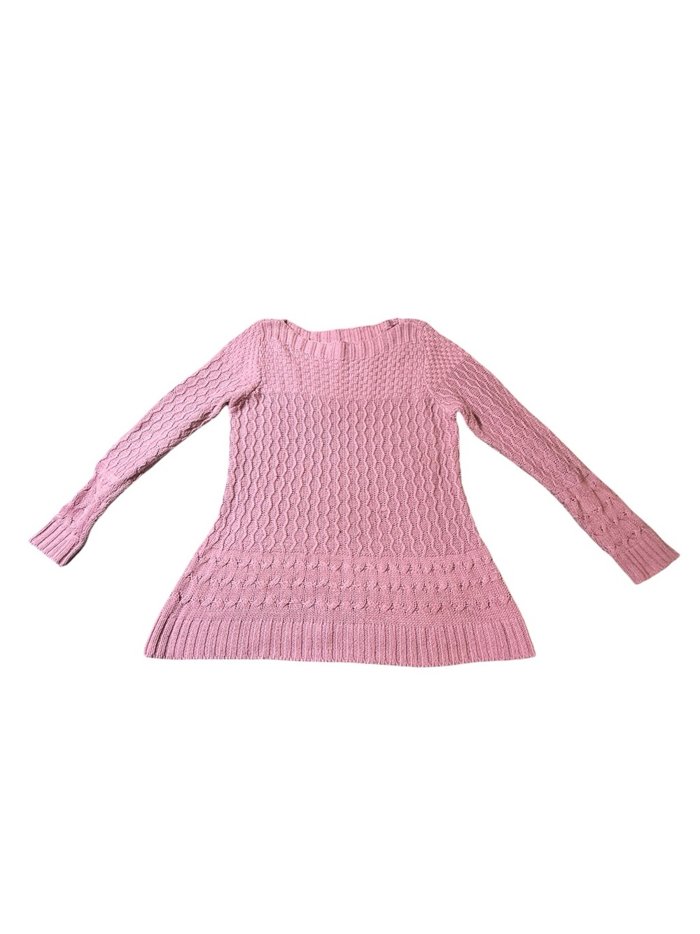 Croft & Barrow Pink Mixed Cable Knit Tunic Sweater Fit Flare Boat Neck XL
